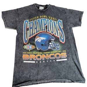 Denver Broncos Super Bowl XXXII Gridiron Locker Vintage Tubular Medium T-Shirt.